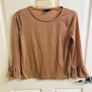 J.Crew Metallic Sparkle Side Slit Pullover Sweater Rose Gold Womens X small